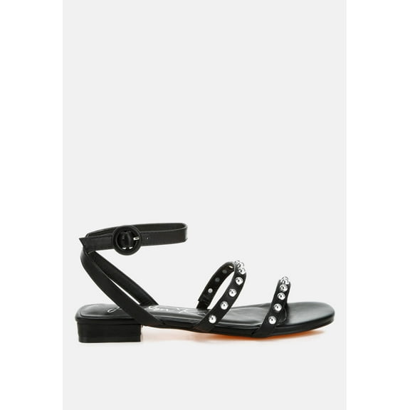 Flippity Studded Ankle Strap Flat Sandals