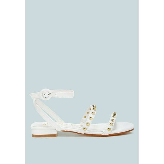 Flippity Studded Ankle Strap Flat Sandals
