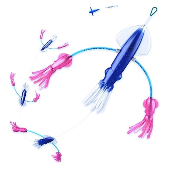 Flippy Floppy Thing Fishing Chain Tuna & Marlin Magnet Teaser Electric Blue & Pink by