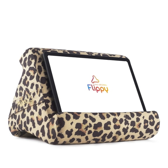 Flippy Tablet 4.0 Pillow Stand Holder for Lap, Desk & Bed - Convenient Storage for Your Items - Carry Strap Handle - Compatible with iPads, Tablets, eReaders, Smartphones - Def Leopard