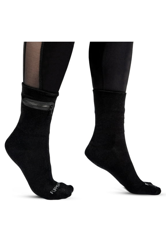 Zipper Sock Wallet (Black, Womens/Mens/Kids, One Size Fits Most)