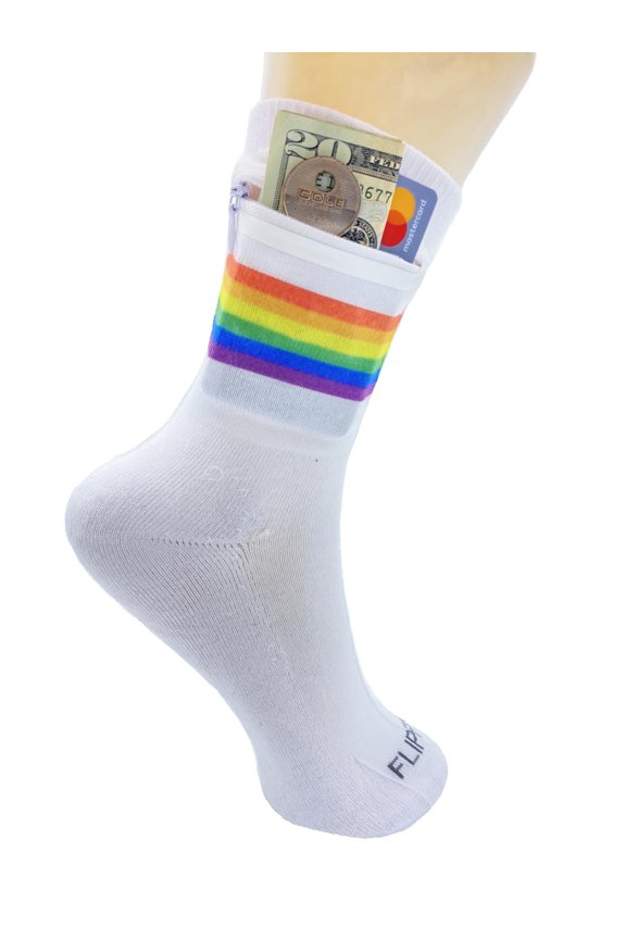 Zipper Sock Wallet (Rainbow, Womens/Mens/Kids, One Size Fits Most)
