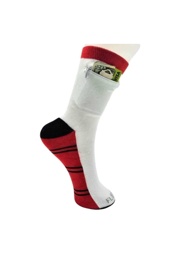 Zipper Sock Wallet (Striped Red Black, Womens/Mens/Kids, One Size Fits Most)