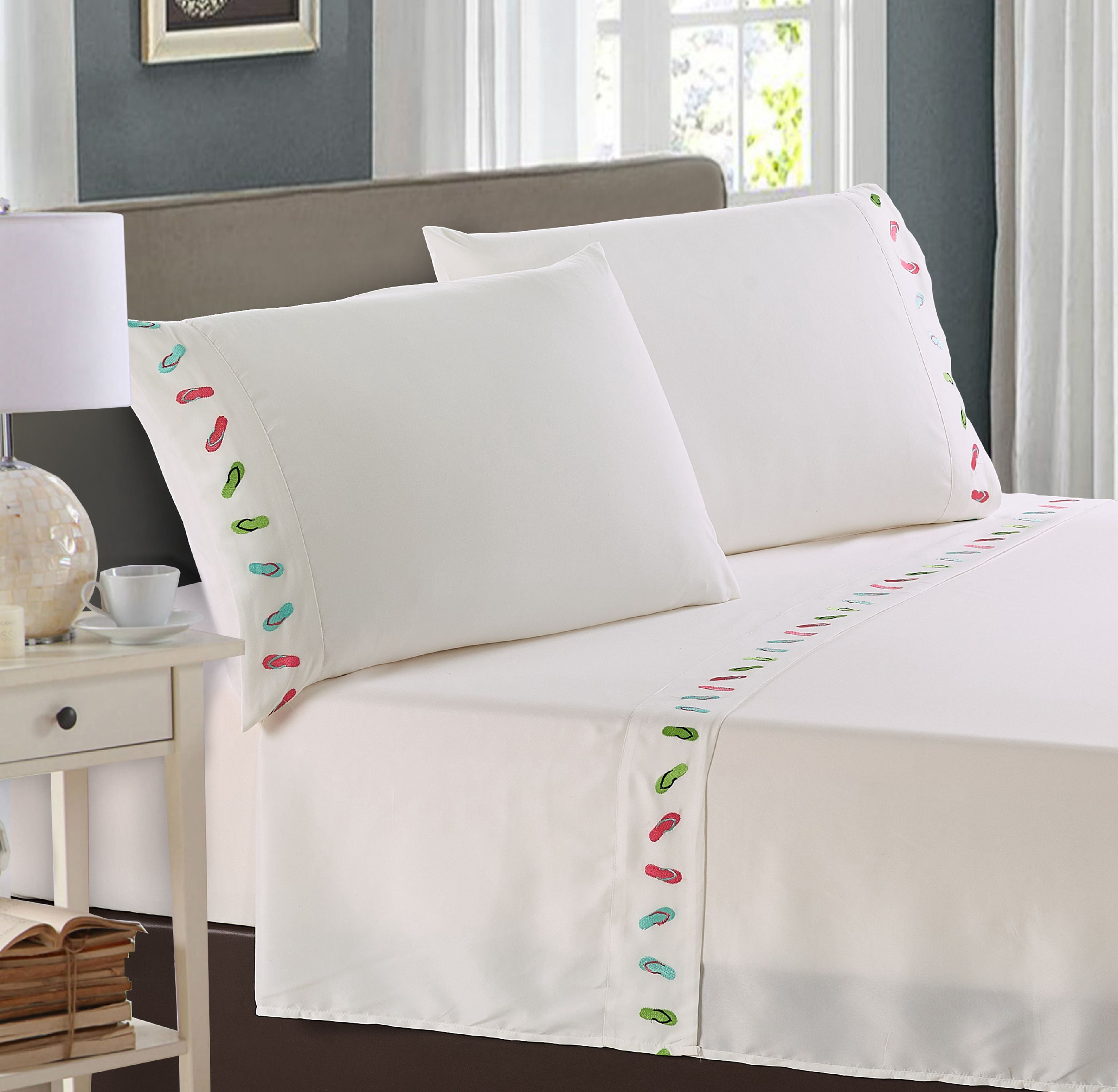 Flips embroidered pillowcase pairs