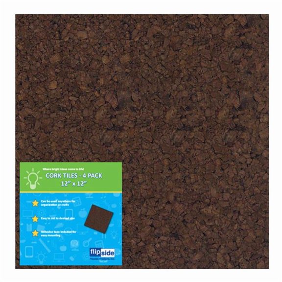 Flipside  12 x 12 in. Dark Cork Squares - 4 Per Pack - 2 Each