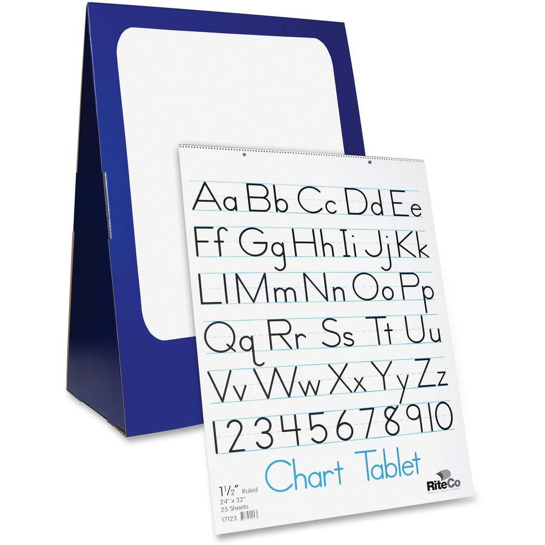 Blue Freestanding Flip Chart Stand with Dry Erase Board and Ruled Tablet