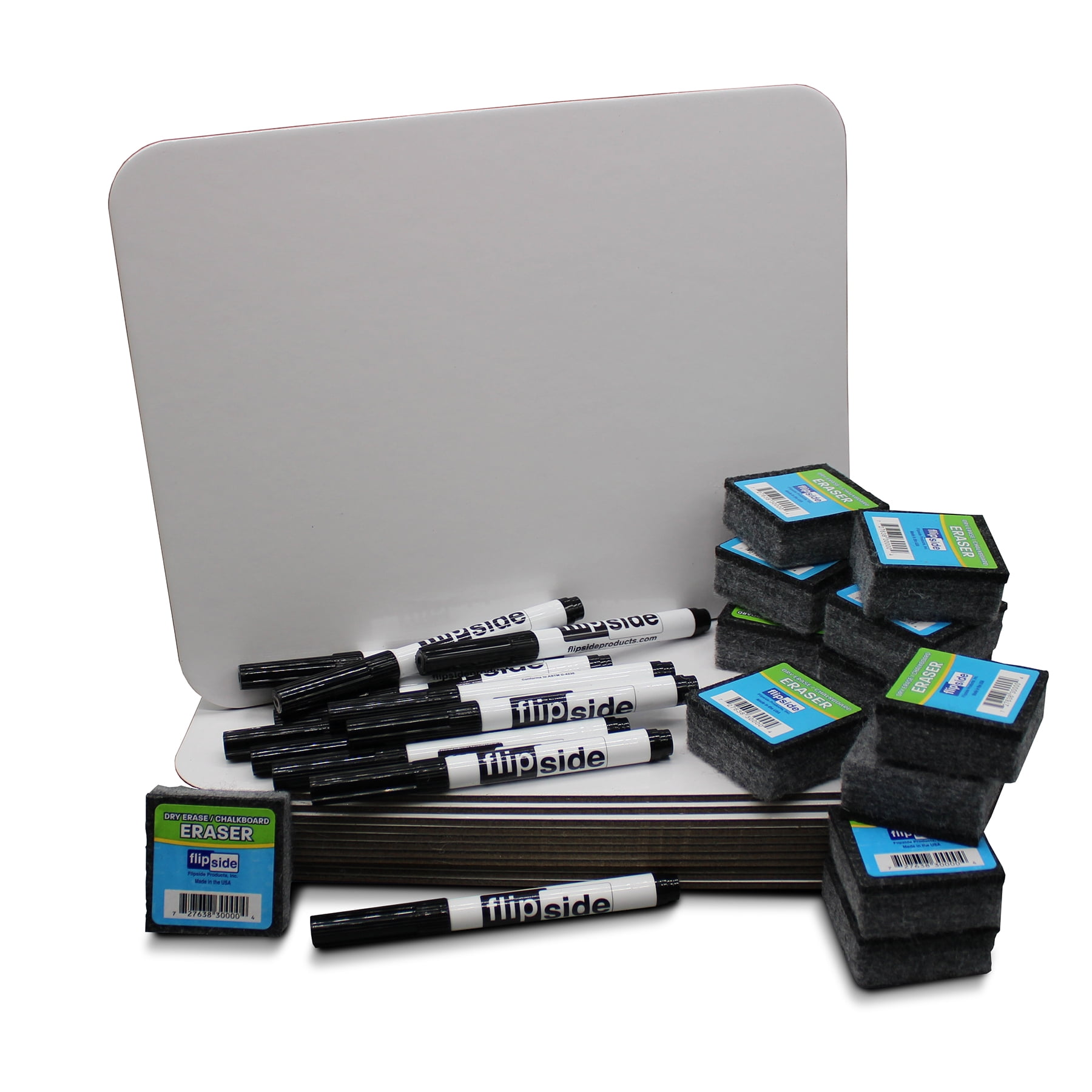 Flipside Products Magnetic Dry Erase Board Class Pack, 9" x 12", Set of 12