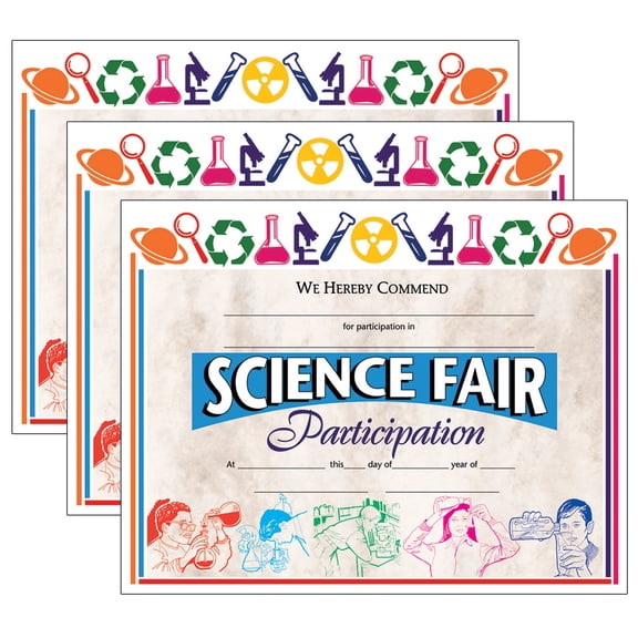 Hayes Publishing Science Fair Participation Award, 8.5" x 11", 30 Per Pack, 3 Packs