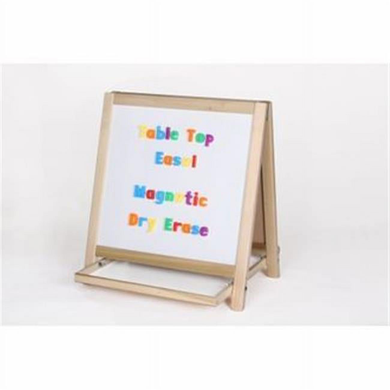 CRESTLINE EDUCATIONAL PRODUCTS Flipside Magnetic Dry-Erase Whiteboard/Chalk Table Top Easel, 20 1/4" x 18 1/4", Wood Frame With Brown Finish