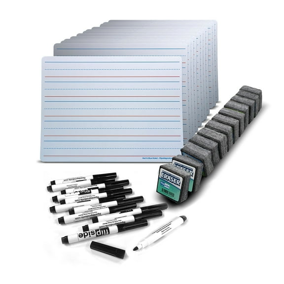 Flipside Double Sided Magnetic Laminate Learning Dry-Erase Whiteboard 9' x 12' 36/Pack (20376)