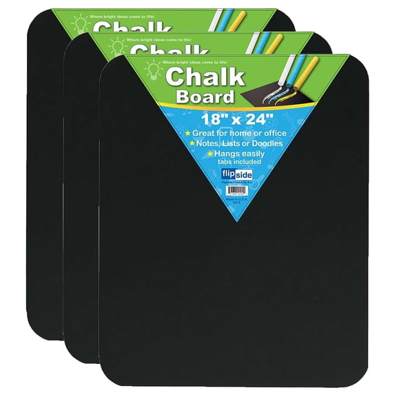 Flipside Products Chalk Board, Black, 18 Inch x 24 Inch, 3 Count