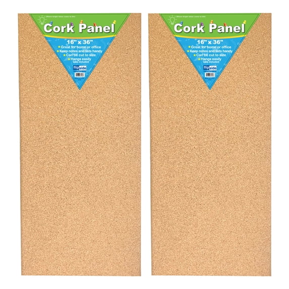 Flipside Products Cork Panel, 16 Inch x 36 Inch, 2 Count