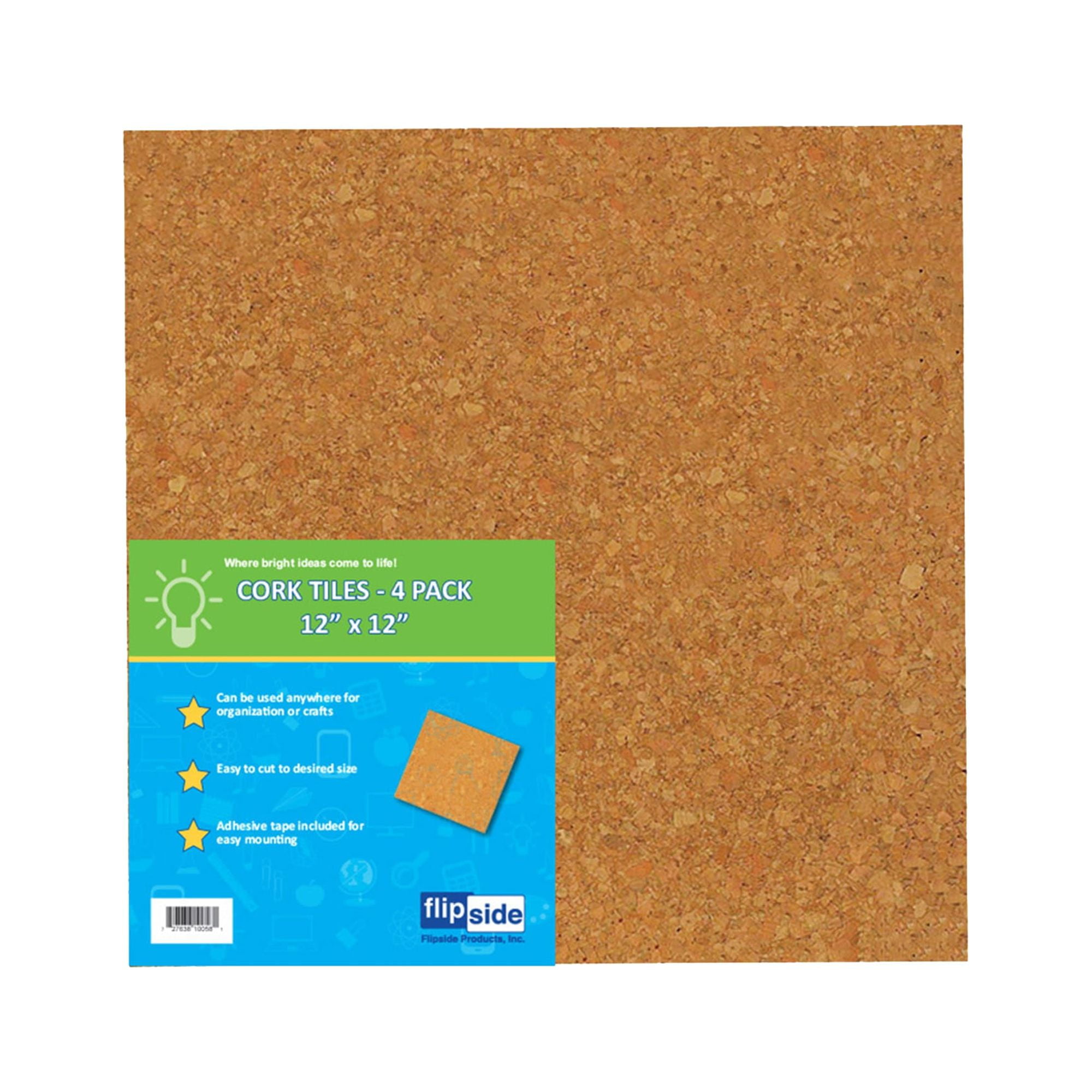 Light Brown Cork Craft Tiles 12" x 12" Set of 4