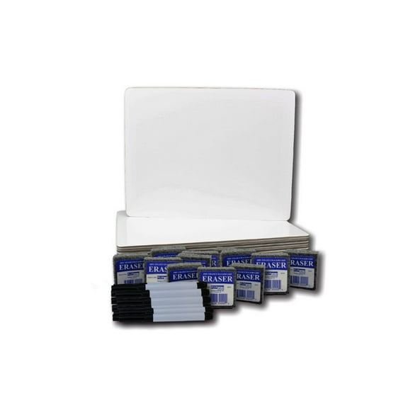 Flipside Products Dry Erase Board 9" x 12" + Pen + Student Eraser Set, 12 Sets