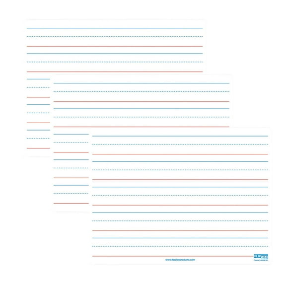 Flipside Products Magnetic Dry Erase Board, Two-Sided Ruled/Blank, 9" x 12", Pack of 3