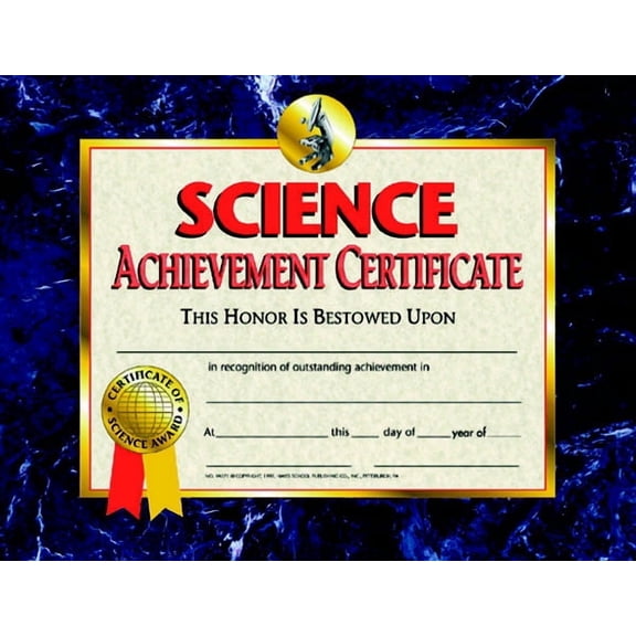 Hayes School Specialty Science Achievement Certificate, 8-1/2 X 11 in, Pack of 30