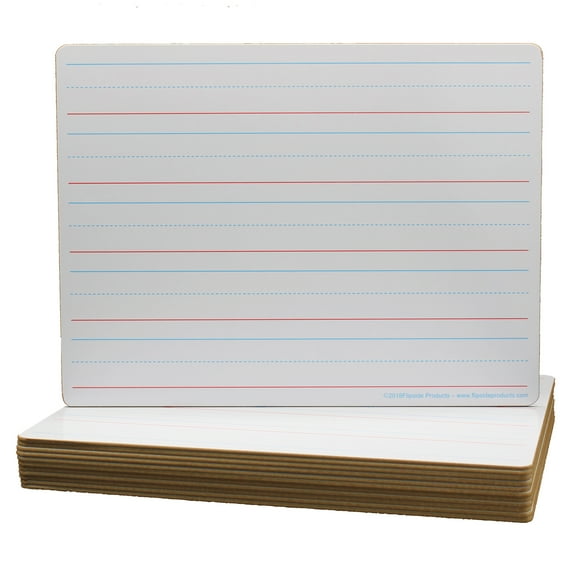 Flipside Products Two-Sided Dry Erase Board, Plain/Ruled, 9" x 12", Classpack of 12
