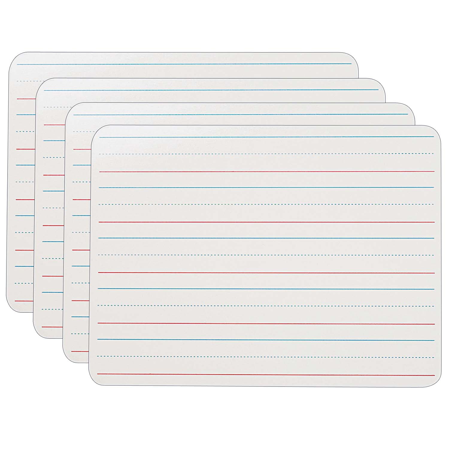 Flipside Products Two-Sided Dry Erase Board, Plain/Ruled, 9" x 12", Pack of 4