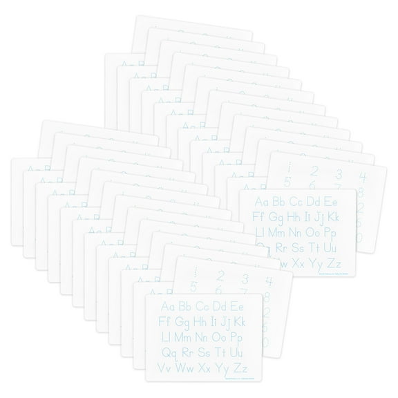 Flipside Products Two-Sided Dry Erase Learning Mat, 9" x 12", Letters & Numbers, Pack of 48