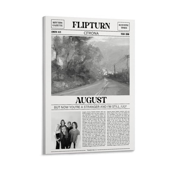 Flipturn Retro Newspaper Print Album Cover Canvas Poster Print Music Posters for Room Aesthetic