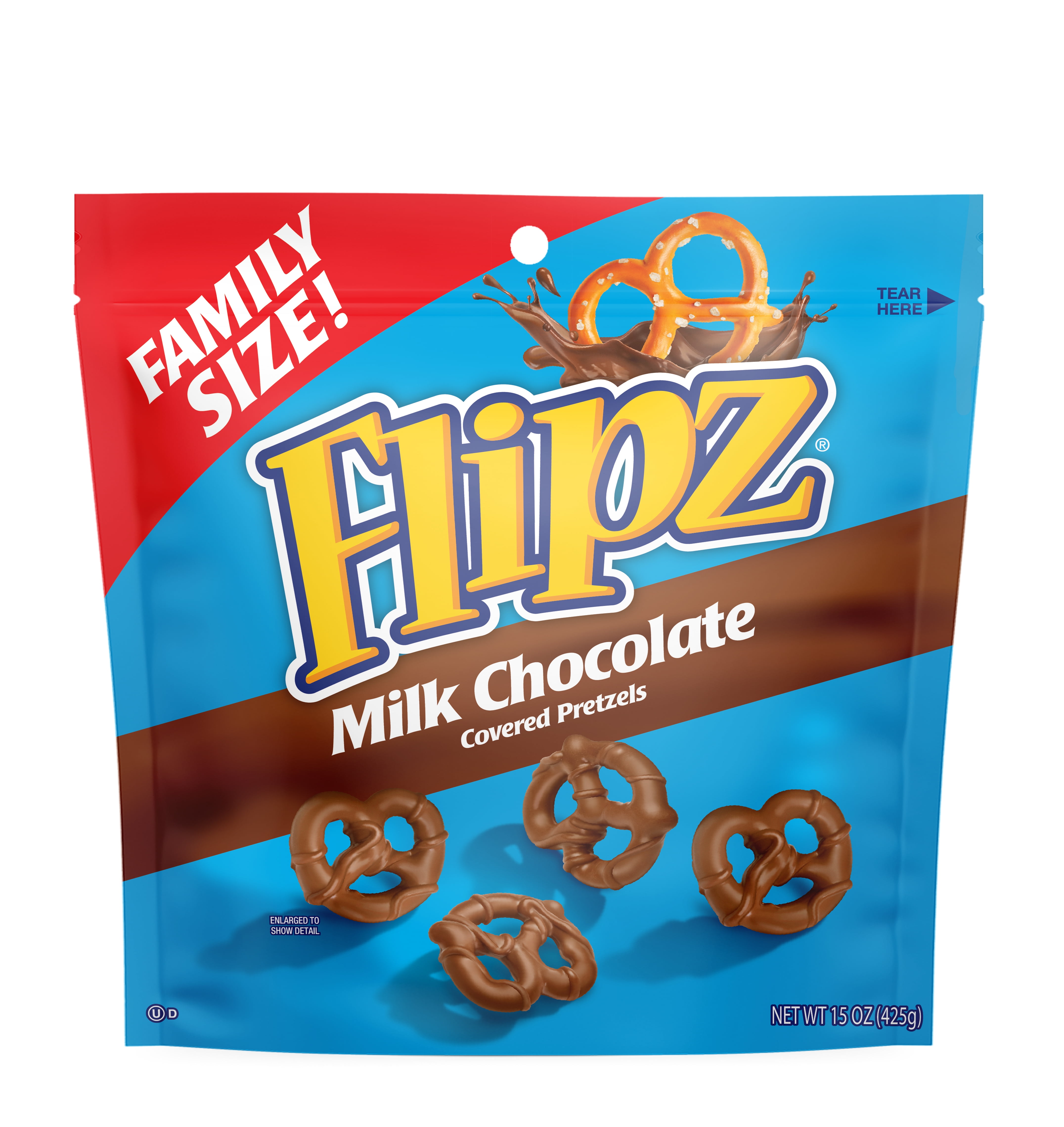 Flipz Milk Chocolate Covered Pretzels, Family Size, 15 oz