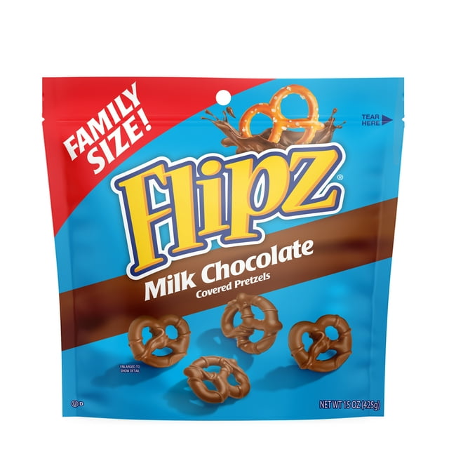 Flipz Milk Chocolate Covered Pretzels, Family Size, 15 oz