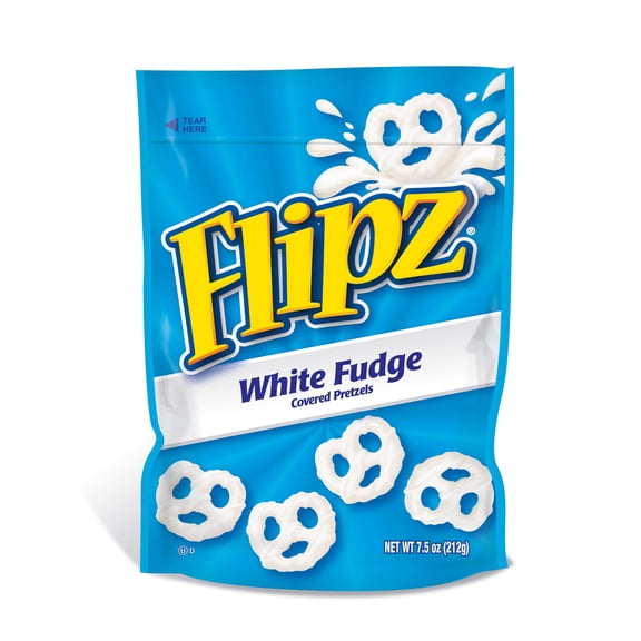 Flipz Pretzels Chocolate Covered White Fudge Stand Up Pouch, 7.5 oz - Case of 8