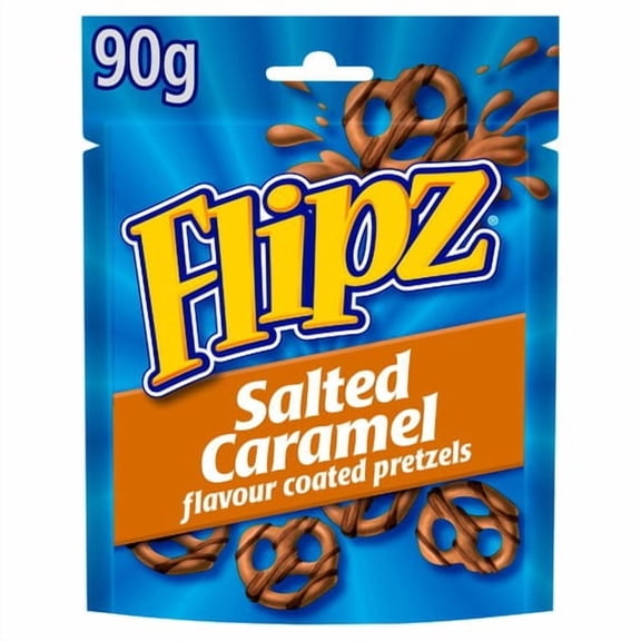 Flipz Salted Caramel Flavour Coated Pretzel 90g, British Import (Pack of 6)