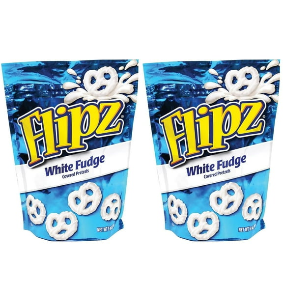 Flipz WHITE FUDGE Covered CM31Pretzels, 5 oz - Pack of 2 (10 oz in total) by Lyza's Sweets & Treats
