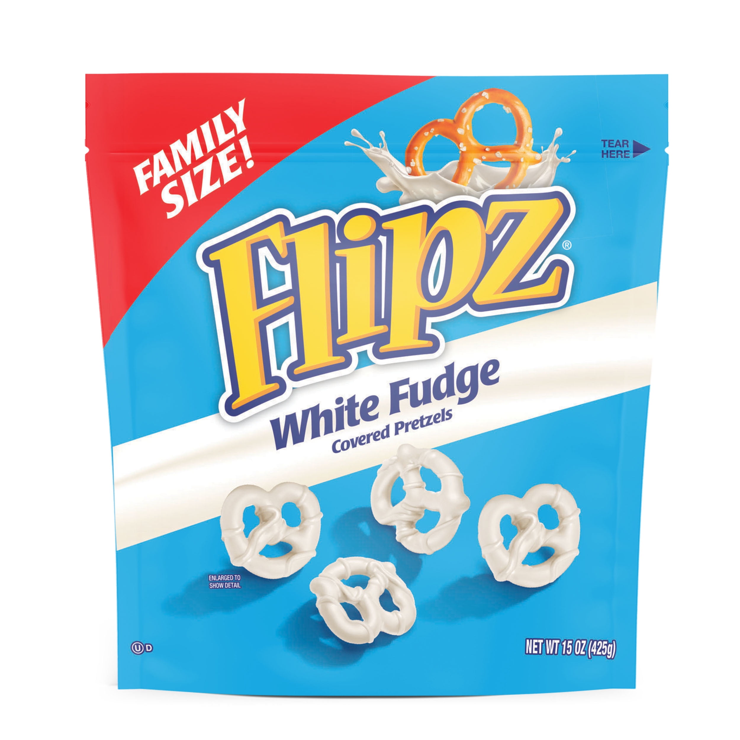 Flipz White Fudge Covered Pretzels, Family Size, 15oz Resealable
