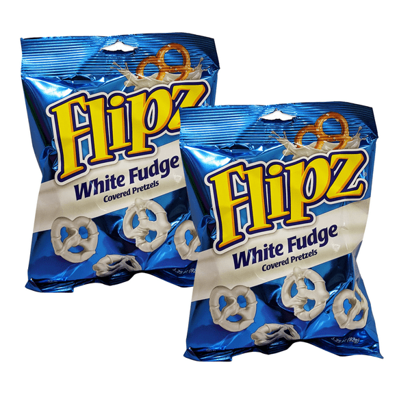 Flipz White Fudge Covered Pretzels, Sweet, Salty, & Crunchy On the Go Snacks for Adults and Kids Halloween Trick or Treats, Goody Bag Filler Christmas Stockings, and Party Favors 3.25oz Pack of 2