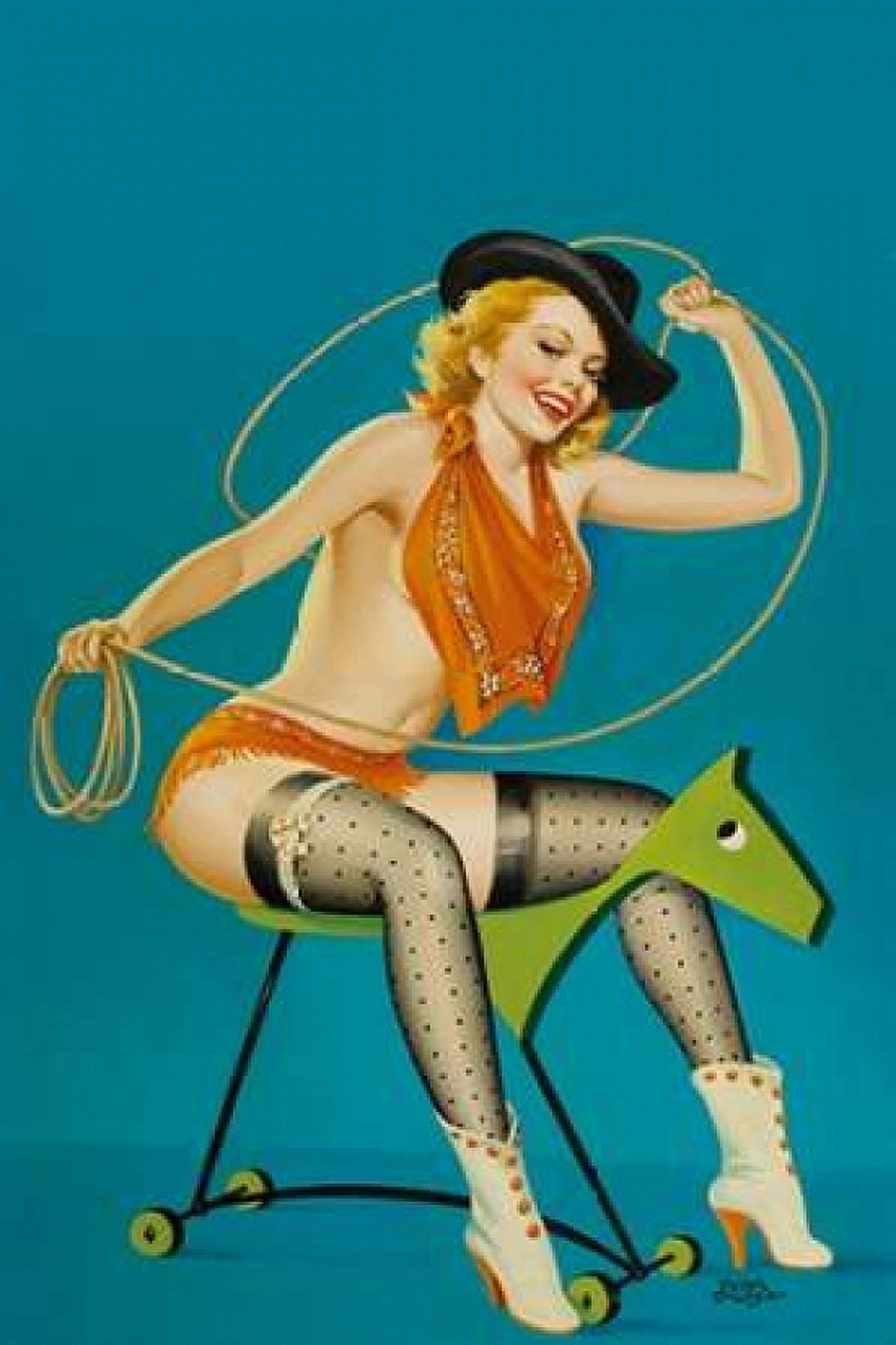 Flirt Magazine Roping the Horse Canvas Art - Peter Driben (12 x 18)