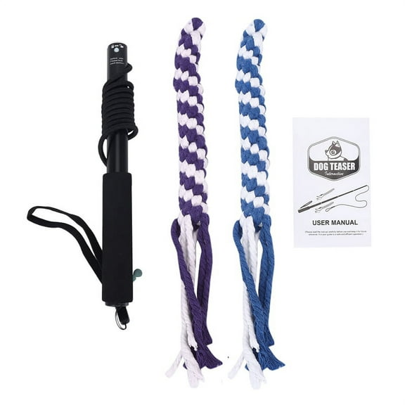 Flirt Pole Rope Tug Dog Toy, Braided Cotton Rope Outdoor Toy for Pulling, , Chewing, Training(L Black)