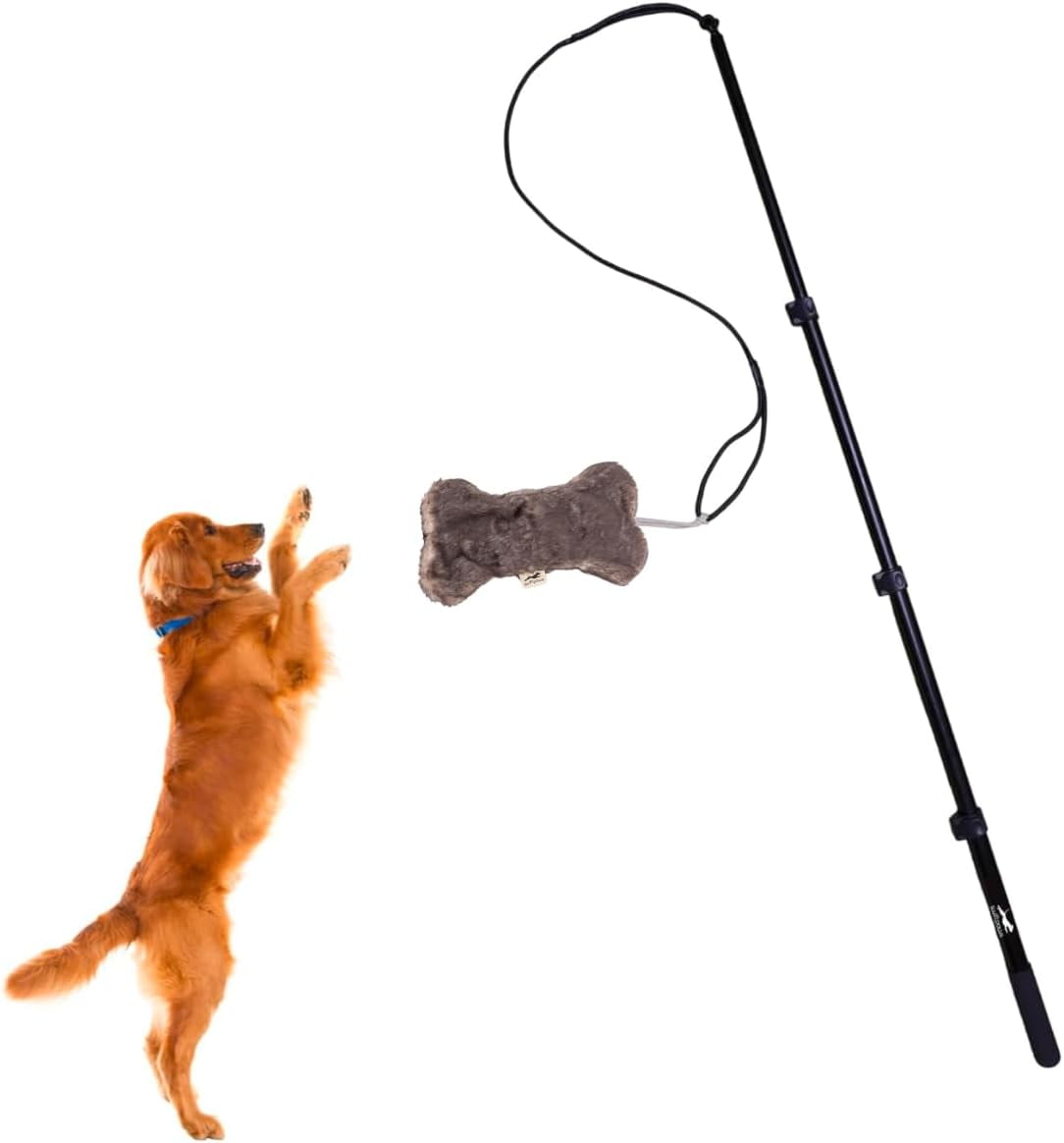 SwiftPaws Flirt Pole Toy For Dogs Extendable to 48” and Collapsible