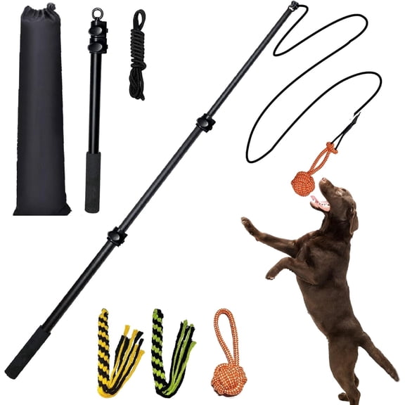 Becare pet Heavy Duty Flirt Pole for Large Medium Small Dogs, Extendable Aluminum Alloy Dog Teaser Wand, Interactive Outdoor Training Exercise Toy