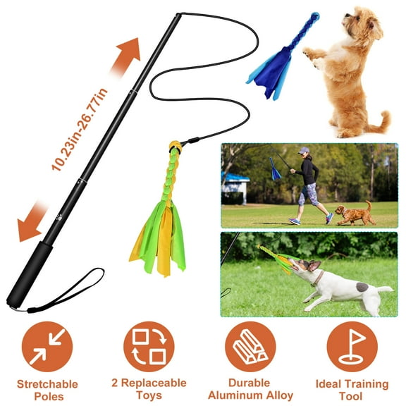 Flirt Pole for Dogs, iMounTEK Interactive Dog Toys, Extendable Dog Teaser Wand with Lure Chewing Toy for Outdoor Exercise Training