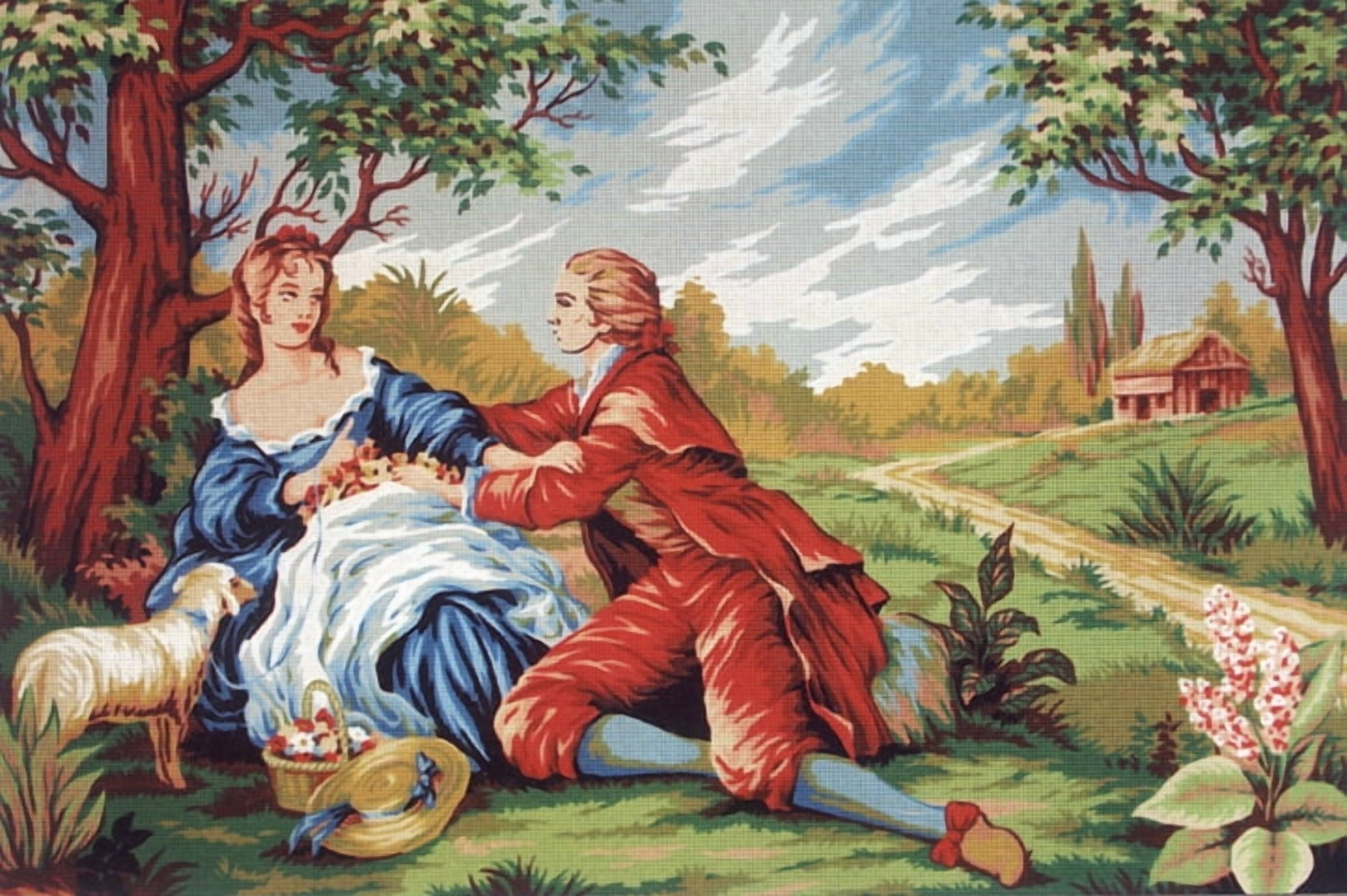 "Flirt" Printed Canvas for  Needlepoint Tapestry Gobelin  Embroidery Gobelin L C963