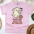 thumbnail image 1 of Flirting With The Afterlife Graphic Tee Funny Ghost Cartoon Shirt, Light Pink, Size M, 1 of 6
