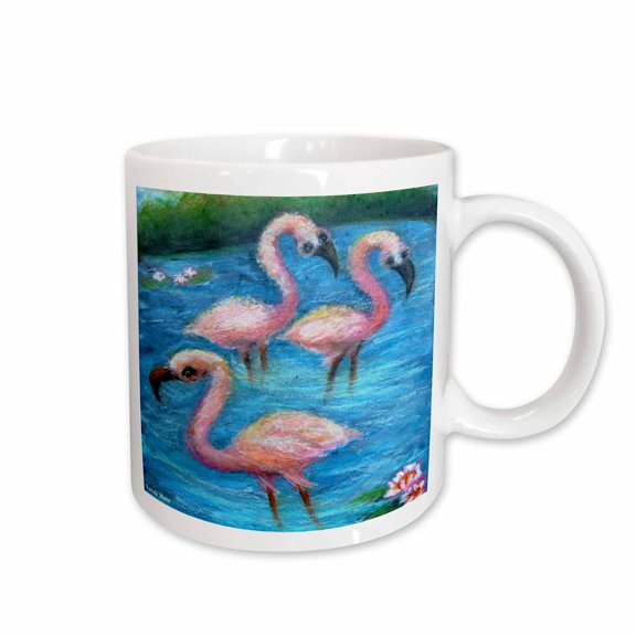 3drose, Flirty Flamingos, 15oz Mug