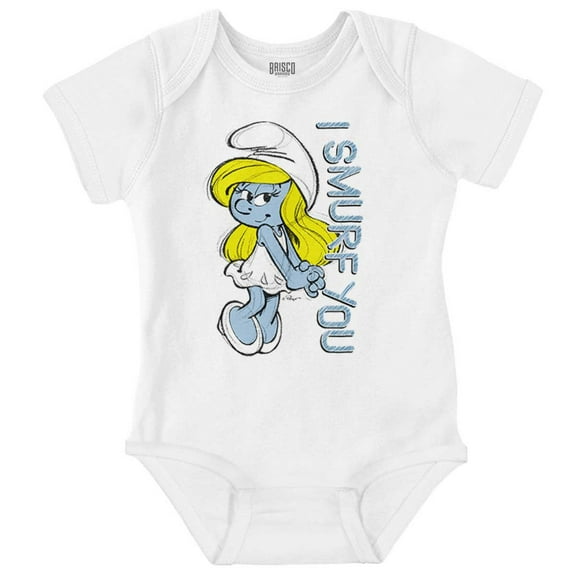 Flirty Smurfette I Smurf You Cartoon Bodysuit Jumper Girls Infant Baby Brisco Brands NB