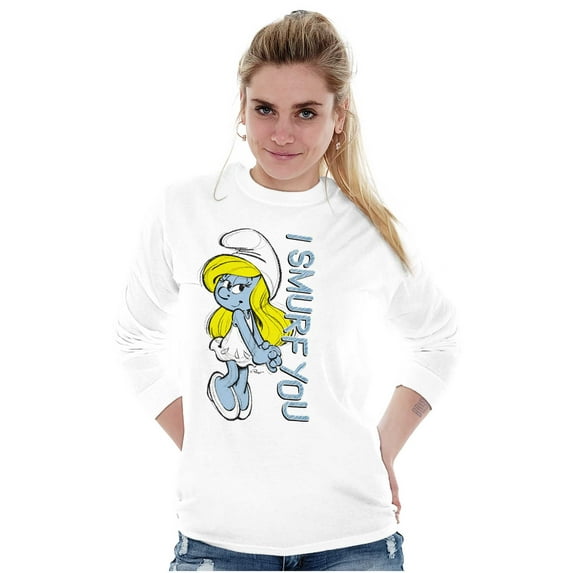 Flirty Smurfette I Smurf You Cartoon Women's Long Sleeve T Shirt Brisco Brands S