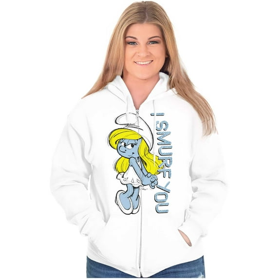 Flirty Smurfette I Smurf You Cartoon Zip Hoodie Sweatshirt Women Brisco Brands S
