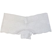 Flirtzy Stretchy Floral Lace Tanga Panty Boy Shorts Underwear, M/L, White