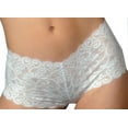thumbnail image 1 of Flirtzy Stretchy Floral Lace Tanga Panty Boy Shorts Underwear, M/L, White, 1 of 1