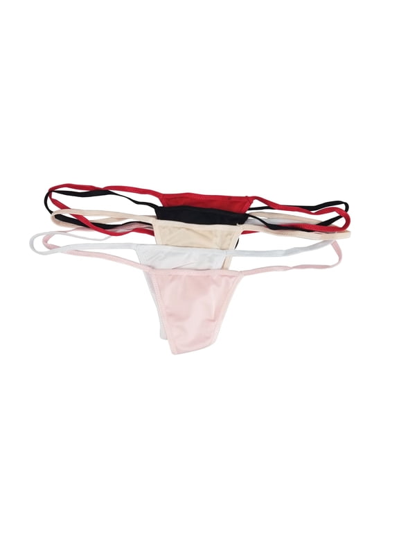 Womens Y Back String G-String Thong Panties Panty Underwear Lingerie, M/L, 5 Pack