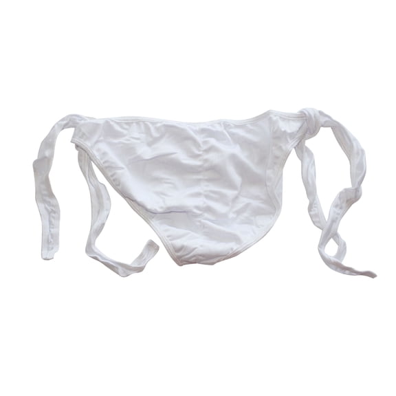 Flirtzy Tie-Side Bikini Bottom – Fully Lined with Cheeky Scrunch Back, , White