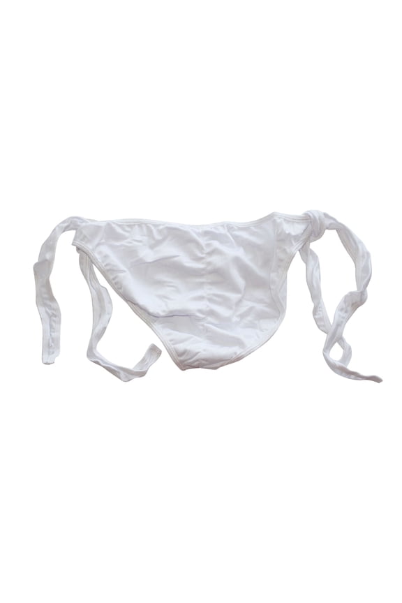 Tie-Side Bikini Bottom – Fully Lined with Cheeky Scrunch Back, , White