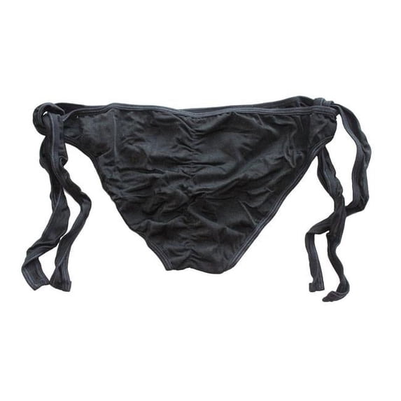 Flirtzy 15008-Black Lycra Lined Tie Sides Ruched Scrunch Back Panty - Black