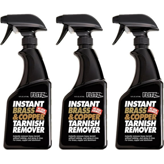Flitz BC 01806-3A-3PK Instant Brass and Copper Tarnish Remover, 16 oz. Spray Bottle, 3-Pack