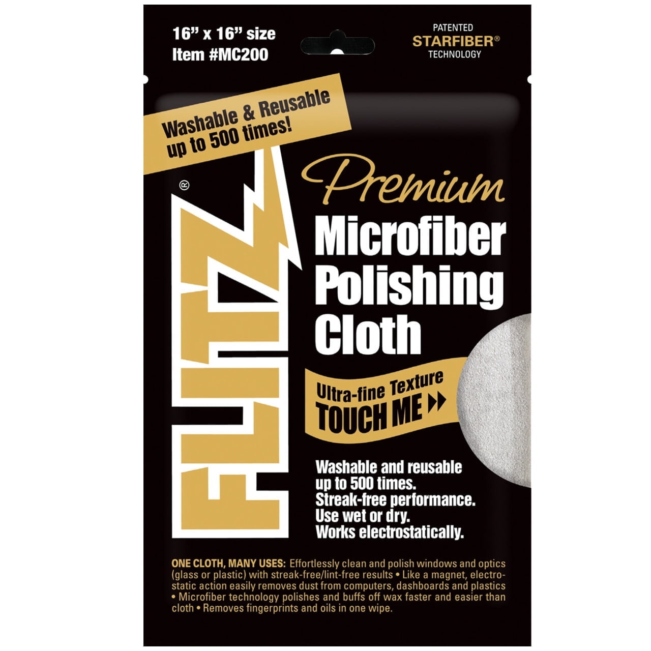 Flitz Premium Microfiber Polishing Cloth Single - Gray 16" x 16" (400 Gram)